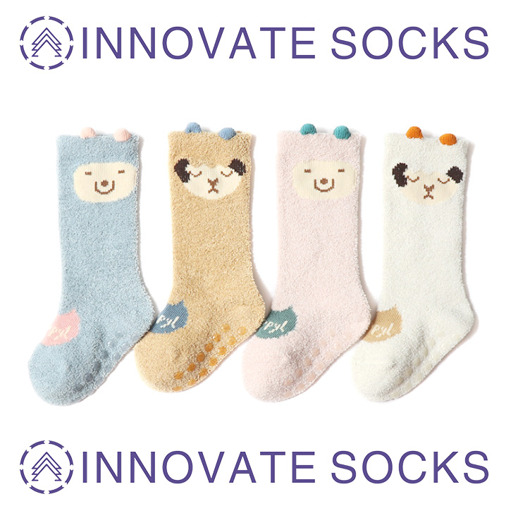 Pelotão Fleece Socks Warm Baby Socks Cartoon Non-slip Children Socks